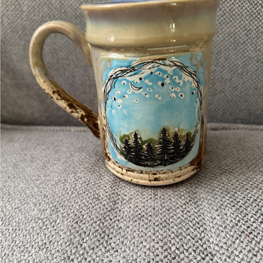 Handcrafted Ceramic Mug with Forest Design